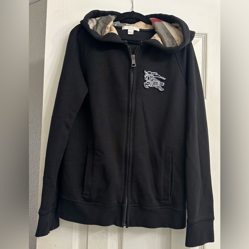 Burberry Boy's Nova Check-Zip-Up
Hoodie with pockets in black